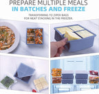 1/2 Cup Silicone Freezer Tray With Lid - Silicone Freezer Molds 4-Pack For meal prep & freezing of various sauces and other dishes, makes 16 perfect 1/2 cup portions cubes (Blue 4 Pack)