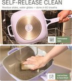 10.5 Inch(3.8QT) Ceramic Pan with Lid,Non Stick Frying Pans Cast Aluminum Deep Sauté Pans,Ti-Ceramic Non Toxic Pix Pan with Wooden Spatula and Scrubber-Morning Mist