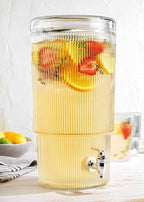 2-PACK Capri Drink Dispenser - Glass Beverage Dispenser, 100% Leakproof Spigot Perfect For Parties And Daily Use Lead-Free Glass, Beautiful Design, 1.8 Gallon