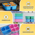 6 Pcs Snack Box Container Set, Reusable 3&4 Compartment Meal Prep Snack Containers for Adults Kids Toddler, BPA-Free Divided Lunchable Container for School, Work and Travel (Multicolor)