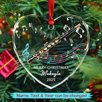Customized Piccolo Instrument Glass Christmas 2025 Ornament, Personalized Year Text Name Piccolo Player Xmas Ornaments Gift for Husband Wife Dad Mom Kids, Unique Piccolos Musical Instrument Ornament