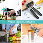 10 Colors Can Opener Manual Handheld Heavy Duty Hand Can Opener Smooth Edge Stainless Steel Can Openers Top Lid Kitchen Gadgets, Best Large Rated Easy Turn Knob, with Bottle Opener, Navy Blue