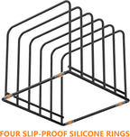 Kitchen Cabinet Organizer, Steel Cookware Holder, Divided Holder with 5 Slots for Skillets Baking Tray and Chopping Board Rack - Baking Pan Holder Storage (2 PCS)