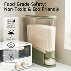 Rice Dispenser 11Lbs, Slim Rice Storage Container for Small Space, BPA-Free Clear Dry Food Dispenser Sealed Moisture Proof, Grain&Cereal Storage Bucket for Kitchen Pantry Household,Green