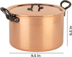 Cuisine Romefort | Tinned copper soup pot with higher walls, 6.3 qt | traditional stockpot made of solid copper with cast iron handles and copper lid | stewpot from France ideal for soups and stews