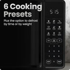 Chefman Countertop Microwave Oven 0.7 Cu. Ft., 700 Watts with 10 Power Levels, 6 Cooking Presets with One-Touch Express Cook, Eco Mode, Child Safety Lock, & Mute Button - Black