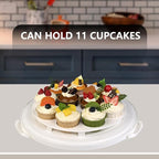 12 Inch Cake Carrier with Lid & Handle BPA-Free Cake Transport Container, Includes Insulated Bag, Cupcake & Pie Holders for Secure Dessert Delivery (Fits 7" Tall Cakes) (Grey)