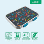 Bentgo Kids Stainless Steel Prints Leak-Resistant Lunch Box - 3-Compartments with Bonus Silicone Container, Durable, Eco-Friendly, Dishwasher Safe, BPA-Free, Ideal for School, Ages 3+ (Dinosaur)