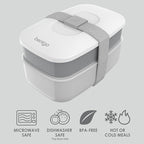 Bentgo Classic - Adult Bento Box, Stackable 3-Compartment Lunch Box with Removable Utensil Set and Sealing Strap, BPA-Free, Food Container Ideal for Meal Prep, Work, and On the Go (Gray)