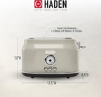Haden Dorset 2 Slice Wide Slot Stainless Steel Toaster with Adjustable Browning Control & Non-Slip Feet, Putty & Chrome