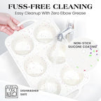 1 Pc Jumbo Muffin Pan with Metal Frame, Nonstick 6 Cup Extra Large Cupcake Pan for Baking, Silicone Deep Muffin Tray for Egg Bites (Cream)