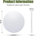 10-Pack Round White Cake Drum Board 12 Inch Sturdy 1/2 Inch Thick Full Wrap Edge Cake Base for Heavy Tiered Cakes(12" White)