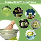 7 Pcs Matcha Whisk Set,Chasen Whisk,Matcha Bowl with Spout,Whisk Holder,Stainless Steel Sifter,Spoon,Scoop,Gift for Matcha Lovers