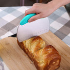 1 pcs Dough Pastry Scraper Chopper/Stainless Steel Dough Scraper Cutter with Ergonomic Rubber Non-Slip Grip/Dough Scraper Cutter/Pro Pastry Pizza Cutter Chopper (Blue)