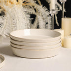 Stone Lain Claire 24-Piece Dinnerware Set Stoneware, Plates and Bowls Set, Dishwasher and Microwave Safe, Dish Set for 8, White