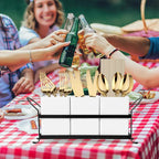 Utensil Holder Silverware Caddy for Party Countertop, 3pcs Bins Set Silverware Caddy Organizer Holders for Spoon and Fork, White and Black