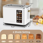SEEDEEM Toaster 2 Slice, Touch Control Screen, Smart Stainless Toaster, 6 Shade Setting, 6 Bread Selection, Countdown, Removable Crumb Tray, 900W, Pearl White
