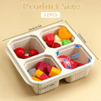 SHENLIU 6 Pack 4 Compartment Snack Containers, Beige Reusable Lunchable Container Divided Bento Snack Box with Lids Food Storage Containers for Adults Travel Work