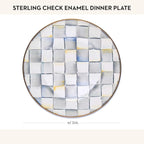 MACKENZIE-CHILDS Enamel Dinner Plate, Decorative Dinnerware Plate, 10 Inches, Set of 1, Gray-and-White Sterling Check