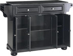 Crosley Furniture Alexandria Granite Top Rolling Kitchen Island Storage Cart, Microwave Stand, Spice Rack, Black