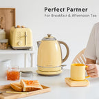 BUYDEEM K640 Stainless Steel Electric Tea Kettle with Auto Shut-Off and Boil Dry Protection, 1.7 Liter Cordless Hot Water Boiler with Swivel Base, 1440W, Mellow Yellow