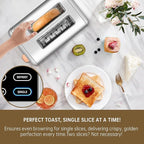 SEEDEEM Toaster 2 Slice, Real Touch Screen with LCD Display, Single-Slice Function, Stainless Steel Toaster, 50% Faster Heating, 1.5" Wide Slots, Removable Crumb Tray, 1350W, Silver Metallic