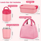Large Bento Lunch Box Set for Adults Kids Women with 10.5oz Soup Thermo,Coffee Tumblers Men Girls Boys Teenagers Leak-Proof Lunch Food Containers with Lunch Bag