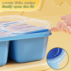 6 Pcs Snack Box Container Set, Reusable 3&4 Compartment Meal Prep Snack Containers for Adults Kids Toddler, BPA-Free Divided Lunchable Container for School, Work and Travel (Transparent Lids)
