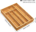 Kitchen Bamboo Silverware Drawer Organizer，Silverware Organizer and Cutlery Tray with Grooved Drawer Dividers for Silverware, Knives in Kitchen, Bedroom (5 Slot-Natural)
