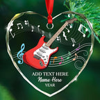 Customized Year Text Name Guitar Bass Lover Glass Ornament, Personalized Guitar Bass Christmas Ornaments Gift for Friends Coworker Besties Daughter Son, Novelty Instrument Glass Christmas Ornament