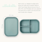 Ullabelle Leak Proof Bento Box Food-Grade Silicone Bento, BPA, Phthalate, Lead, & PVC Free - Bento Lunch Box for Daycare, Kids, & Adults - Leak Resistant Sets With Lids Snack Box Container (Grey)