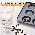 HONGBAKE Mini Muffin Top Pan for Baking, Premium 12 Cavity Small Whoopie Pie Pan, Nonstick Yorkshire Pudding Pan for Pansuffin, Moon Pie, Cookies, Dishwasher Safe and Easy to Clean