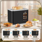 SEEDEEM Toaster 2 Slice, Touch Control Screen, Smart Stainless Toaster, 6 Shade Setting, 6 Bread Selection, Countdown, Removable Crumb Tray, 900W, Matte Black