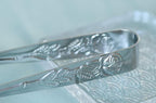 6PCS Mini Serving Tongs 4-Inch Small Rose Sugar Cube Tongs (Silver)