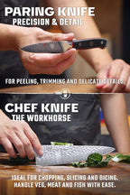 Dalstrong 2 Piece Set - Chef Knife 8 inch & Paring Knife 4 inch - Shogun Series ELITE - Damascus - Japanese AUS-10V Super Steel - G10 Black Handle - Razor Sharp - Full Tang Chef's Knife - Sheath