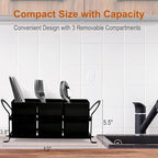 Cutlery Holder with Drain Holes, Silverware Caddy for Party Countertop, 3pcs Bins Set Utensil Holders for Spoon and Fork, Black
