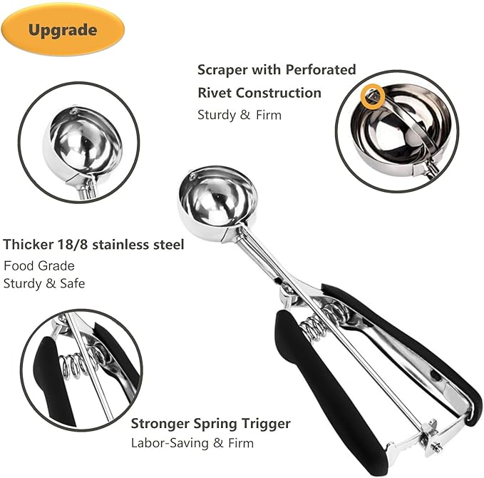 Cookie Scoop, Ice Cream Scoop, 2.5Tbsp/42ml/1.4 oz Cookie Scoops for Baking, 18/8 Stainless Steel Cookie Scooper for Baking, Cookie Dough Scoop, Ice Cream Scooper with Trigger Release (#24)