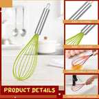 100 Sets 12 Inch Christmas Whisks Gifts DIYFillable Christmas Tree Ornaments Xmas Colored Silicone Whisks for Cooking Heat Resistant Egg Beaters with Card Rope Bag for Candy Holder