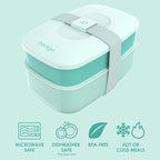 Bentgo Classic - Adult Bento Box, Stackable 3-Compartment Lunch Box with Removable Utensil Set and Sealing Strap, BPA-Free, Food Container Ideal for Meal Prep, Work, and On the Go (Coastal Aqua)