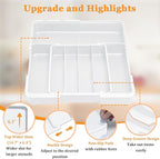 Homecor Silverware Drawer Organizer, Adjustable Kitchen Drawer Organizer, Expands from 4 to 7 Slots, Non-Slip BPA-Free Flatware Cutlery Utensil Holder for Forks Knives Spoons and Kitchen Utensil,White