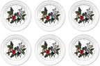 Portmeirion Holly and Ivy 7.25" Bread & Butter Plate (Set of 6) - Earthenware Plates, Holly Motif - Festive Holiday Tableware, Serving Tea, Snacks, Desserts - Microwave, Oven, Freezer, Dishwasher Safe