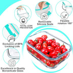 VERONES 5 Pack 36 OZ Glass Meal Prep Containers, Airtight Glass Lunch Containers Set, Glass Food Storage Containers with Lids,Exclusive of BPA, for Microwave, Oven, Freezer & Dishwasher Friendly,Green