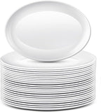 Dandat 36 Pcs Large Serving Platters Oval Trays White Plates Serving Dish for Wedding Party Restaurant Home Steak, Taco, Sushi, Appetizer, Cake (14 Inch)