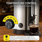 10L Coffee Urn Stainless Steel Double-Wall, 50-Cup Commercial Coffee Maker with Keep-Warm Function, Coffee Pot for Events, Offices, Parties, and Catering