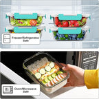 VERONES 10Pack 22OZ Glass Meal Prep Containers, Airtight Glass Lunch Containers Set, Glass Food Storage Containers with Lids,Exclusive of BPA, for Microwave, Oven, Freezer&Dishwasher Friendly,Green