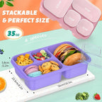 Bento Lunch Box - 4 Pack, 4-Compartment Meal Prep Containers, Adult Lunch Box, Microwave & Dishwasher Safe (Dark-PP(B/P/G/P))