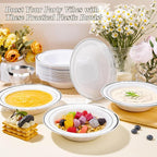 100 Pack Disposable Soup Bowls with Silver Rim, 12oz Premium Heavy Duty Plastic Dinner Bowls for Party, Wedding and Holiday