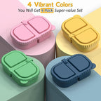 4 Pack Silicone Snack Containers with Lids, Double Compartment Snack Containers for Sauce, Reusable Silicone Food Storage Box for School Lunch Office Travel