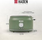 Haden Dorset 2 Slice Wide Slot Stainless Steel Toaster with Adjustable Browning Control & Non Slip Feet, Cedar Green & Chrome