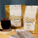Bizzy Organic Cold Brew Coffee | Light & Bright Blend | Coarse Ground Coffee | Light Roast | Micro Sifted | Specialty Grade | 100% Arabica | Brew Bags | 4 Count | Makes 14 Cups (Pack of 2)